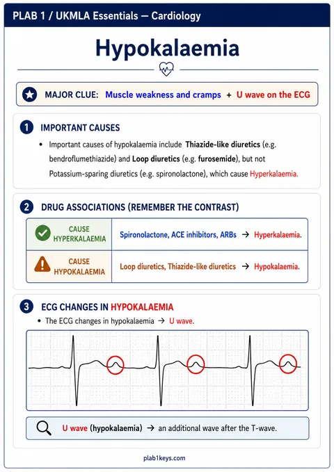 PLAB 1 and UKMLA chapter content preview: Hypokalaemia