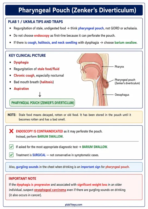 PLAB 1 and UKMLA chapter content preview: Pharyngeal Pouch