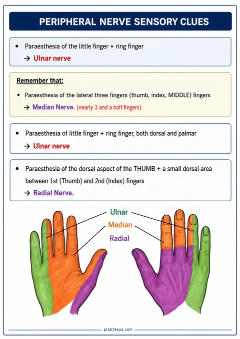 PLAB 1 and UKMLA chapter content preview: Peripheral Nerve Sensory Clues
